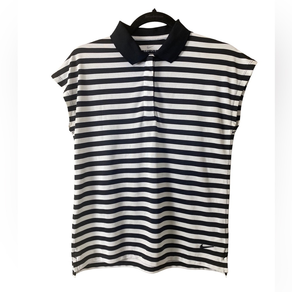 Nike Polo Shirt Women / Black and White Striped size S